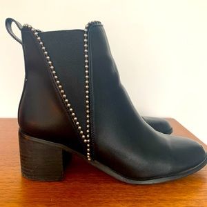 Steve Madden black booties with silver metal beads.